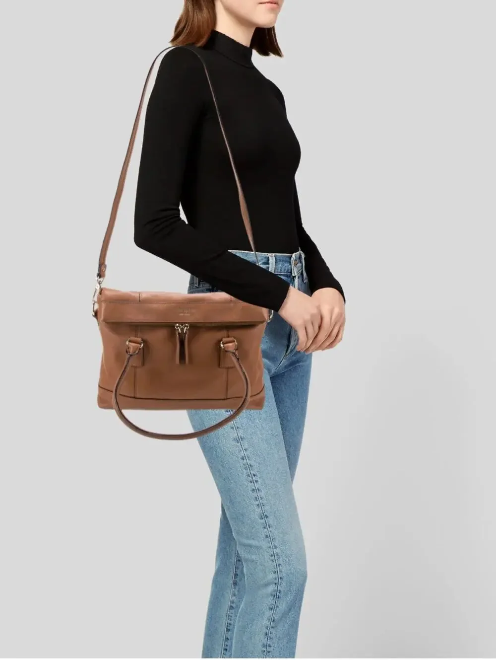 Designer Kate Spade New York Fremont Place Carmen Convertible Bag Brown Preppy